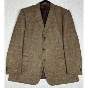 Lord & Taylor Grant Thomas‎ Blazer Mens 48L Camel Hair Glen Plaid 3-Button